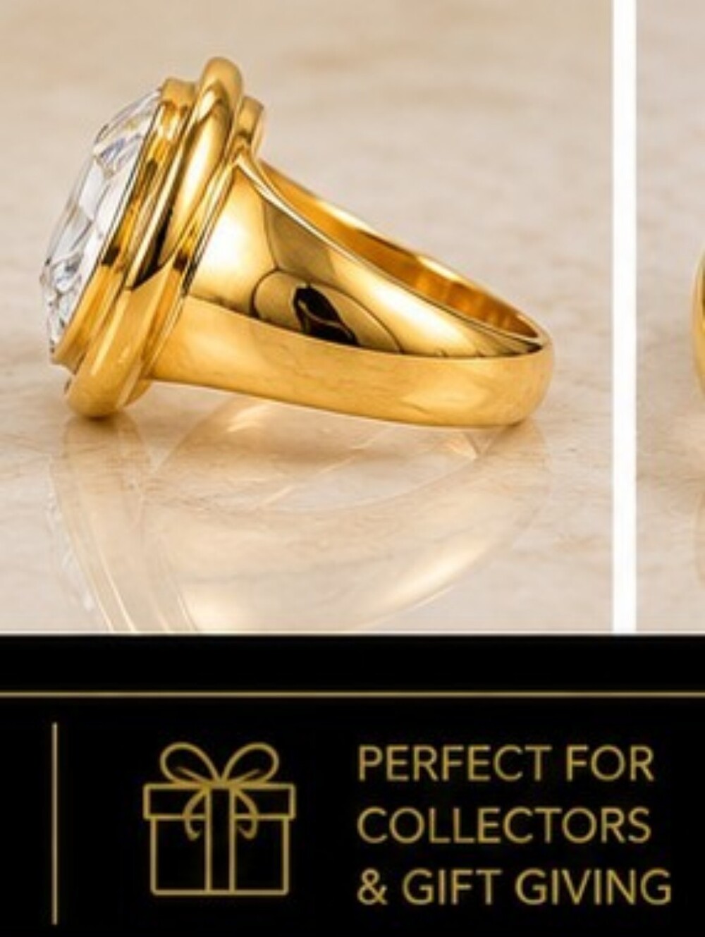 Vintage 1993 AAA+ CZ Ring 18K Triple Gold Plated East West Size 6 - Picture 6 of 13